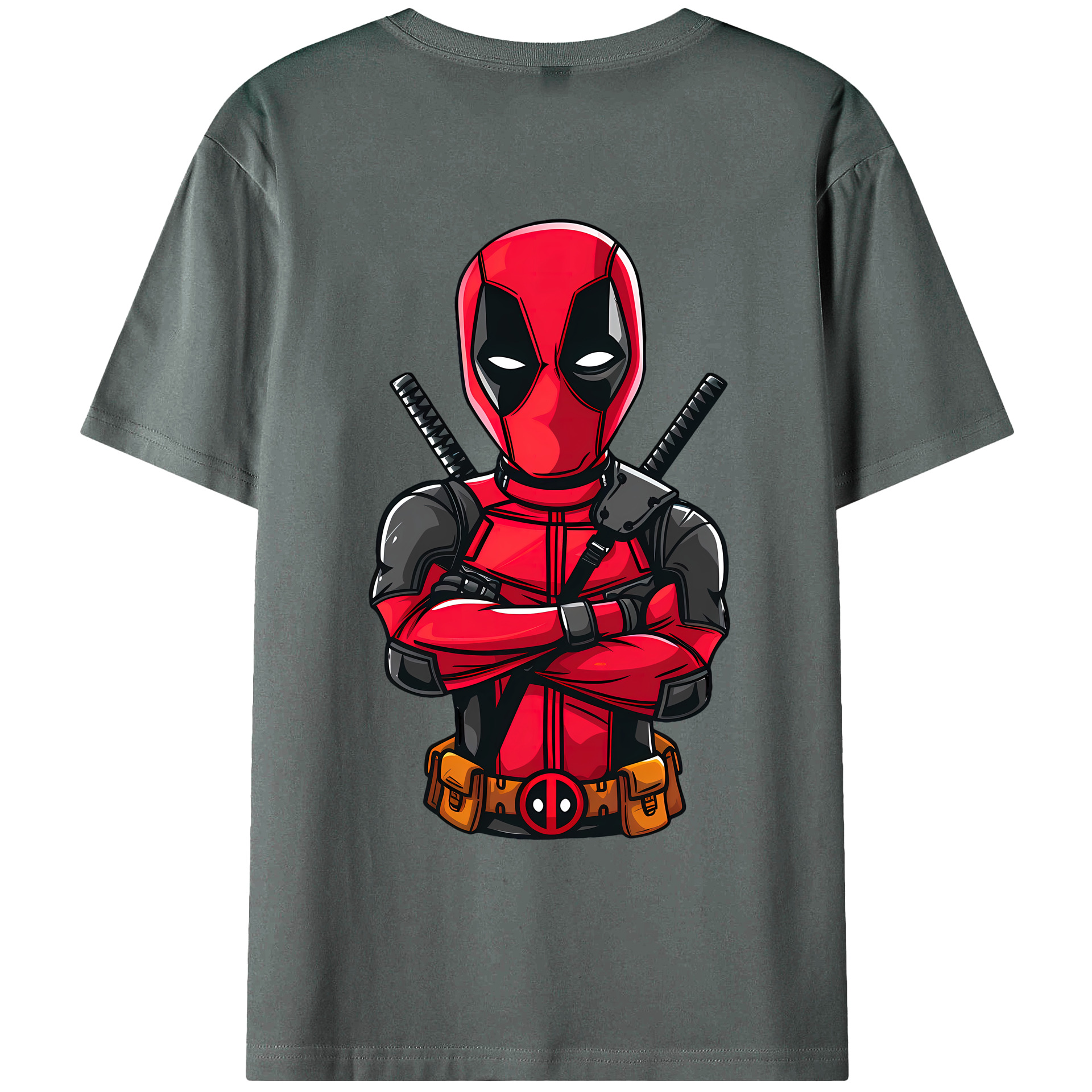 （画像用） Deadpool デッドプール 綿100％ メンズ半袖Tシャツ（バックプリント） 通気性